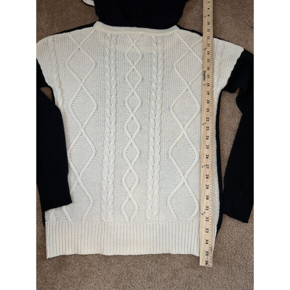 Autumn Cashmere 100% Pure Cashmere Hoodie Sweater Black & Ivory Sz S - Picture 8 of 11